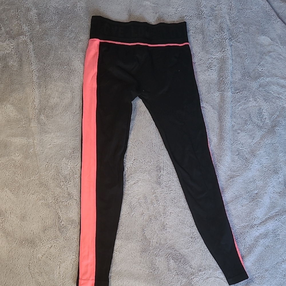 Black Leggings with Pink Stripe